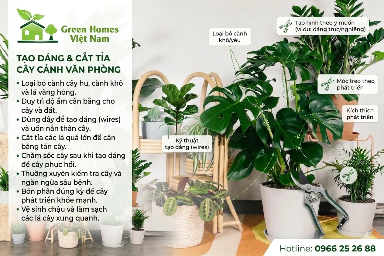 Hướng dẫn cắt tỉa cây văn phòng